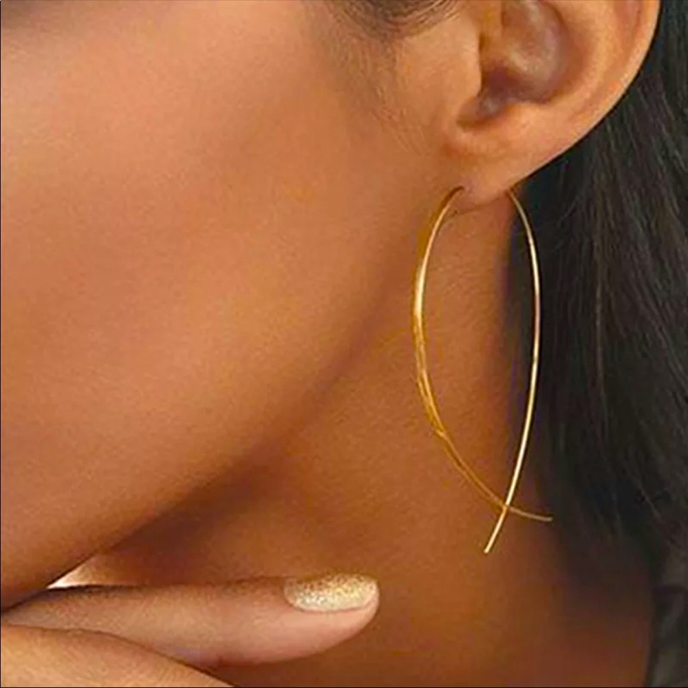 Gold plated long drop earrings